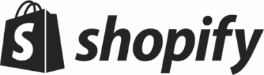 Logo Shopify avec une icône de sac de courses, un « S » stylisé et le mot « shopify » en lettres minuscules
