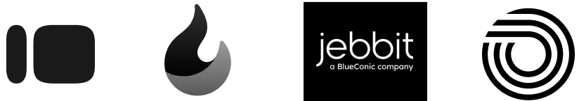 Logo Jebbit avec le texte « a BlueConic company » et des icônes abstraites