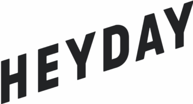 Heyday logo in bold, slanted black text.