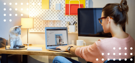 Woman working on a laptop